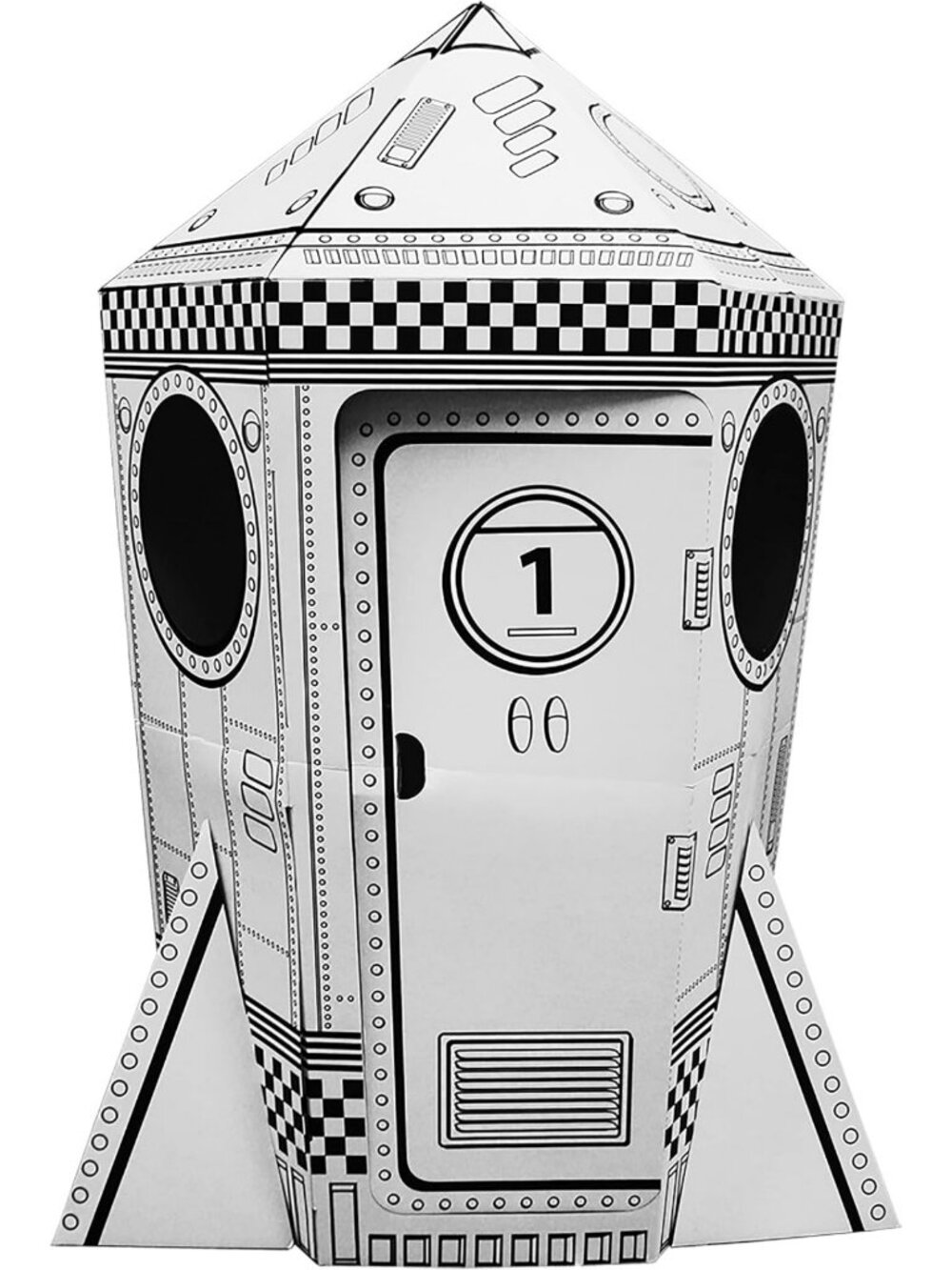 Kids Cardboard Rocket Playhouse - Customizable Art & Craft Fun for Playtime